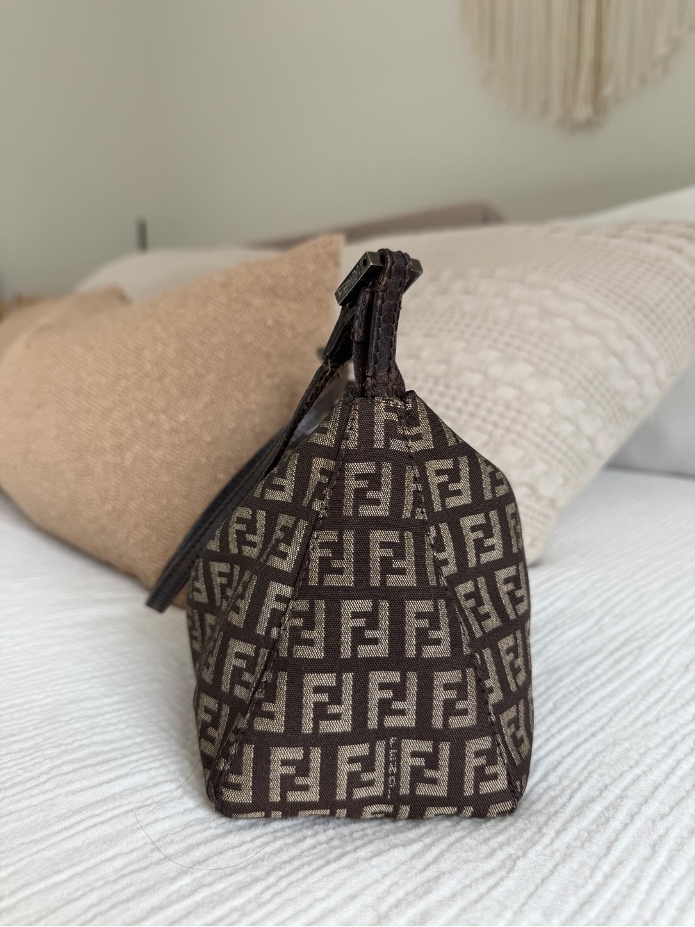 Vintage Fendi Zucca Zucchino Baguette Shoulder Bag, Authentic w/ COA - Picture 4 of 14